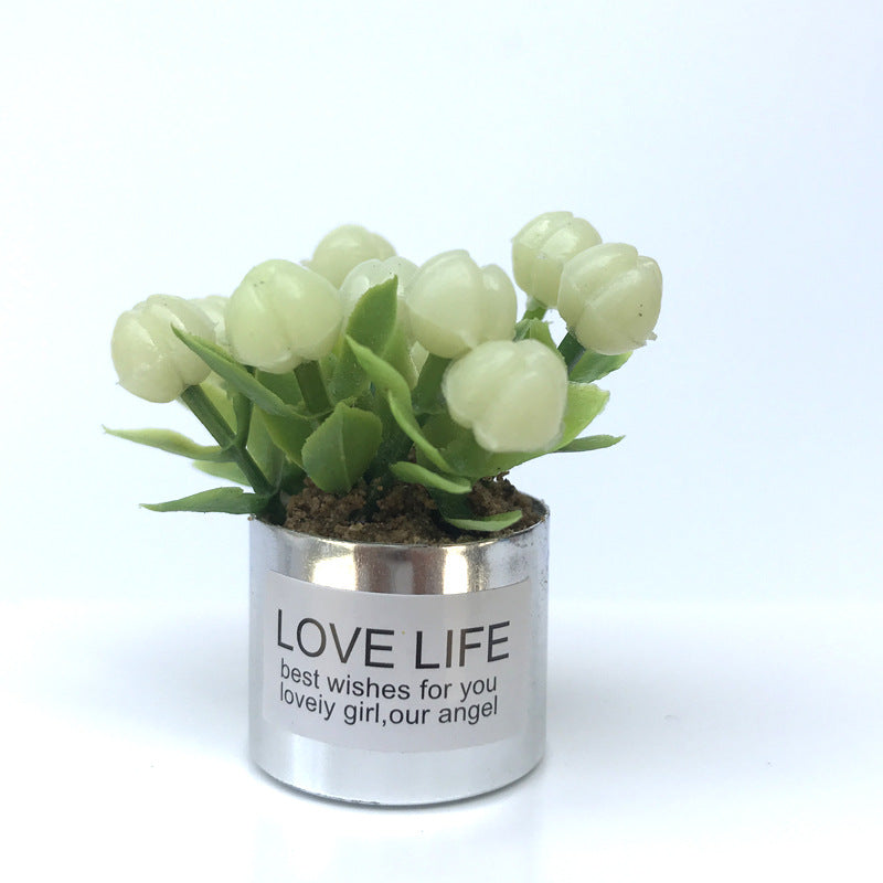 Wholesale 1:12 doll house dollhouse mini model handmadet iron basin lavender flower arrangement fleshy